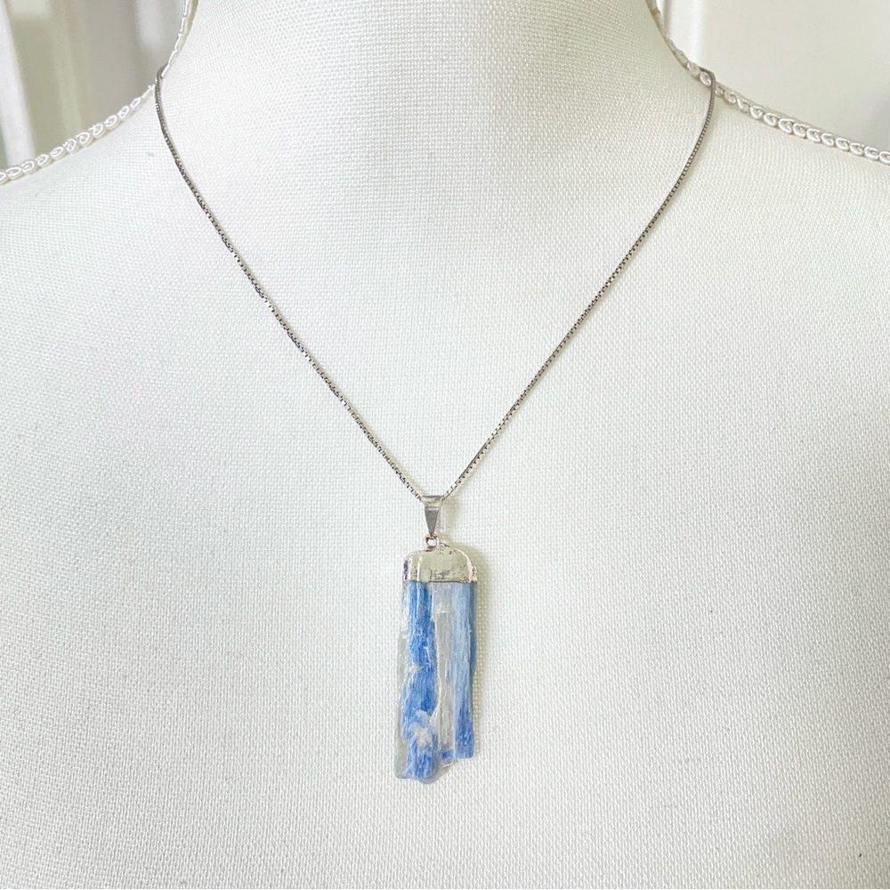 Blue Kyanite Pendant on 18 inch Silver Box Chain